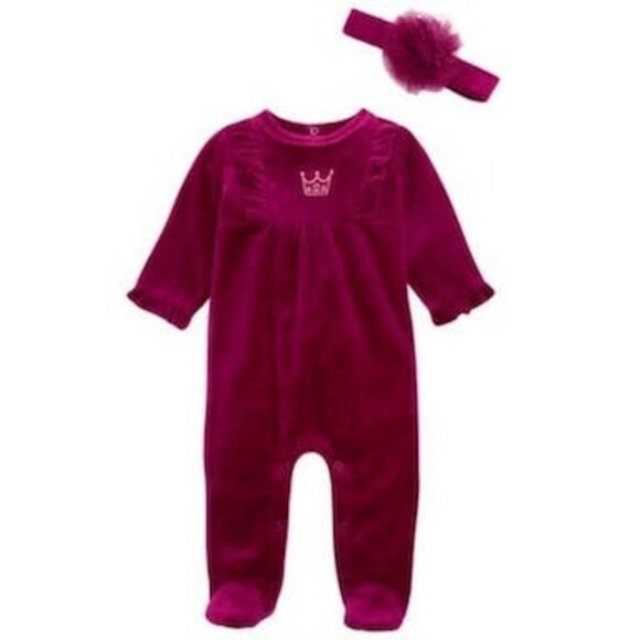 First Impressions Baby Girls 2-Pc. Footed Princess Coveralls With Headband - Picture 1 of 1